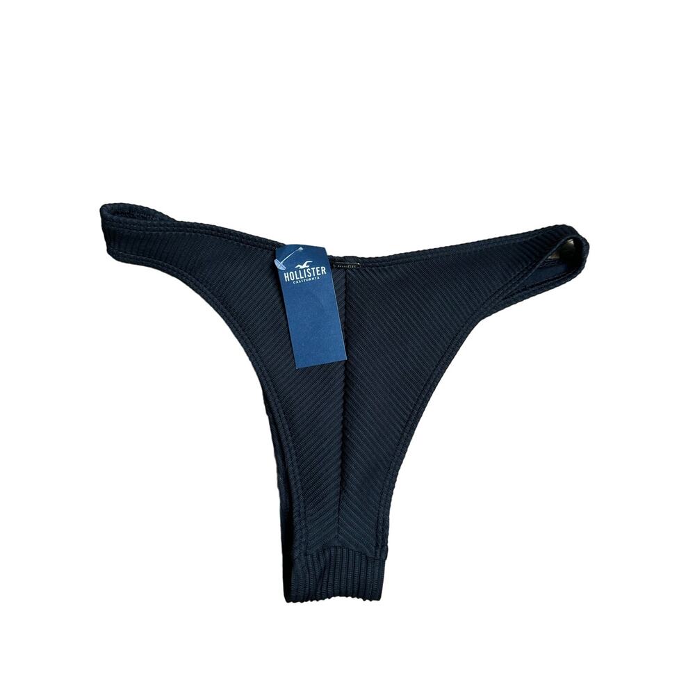 Hollister Black Ribbed Bikini Cheeky Bottoms Size S